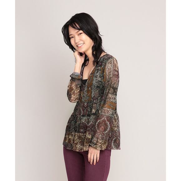 DESIGUAL NWT $115 Katrina Patchwork Look Lined Mesh Top Size US L - Picture 2 of 12